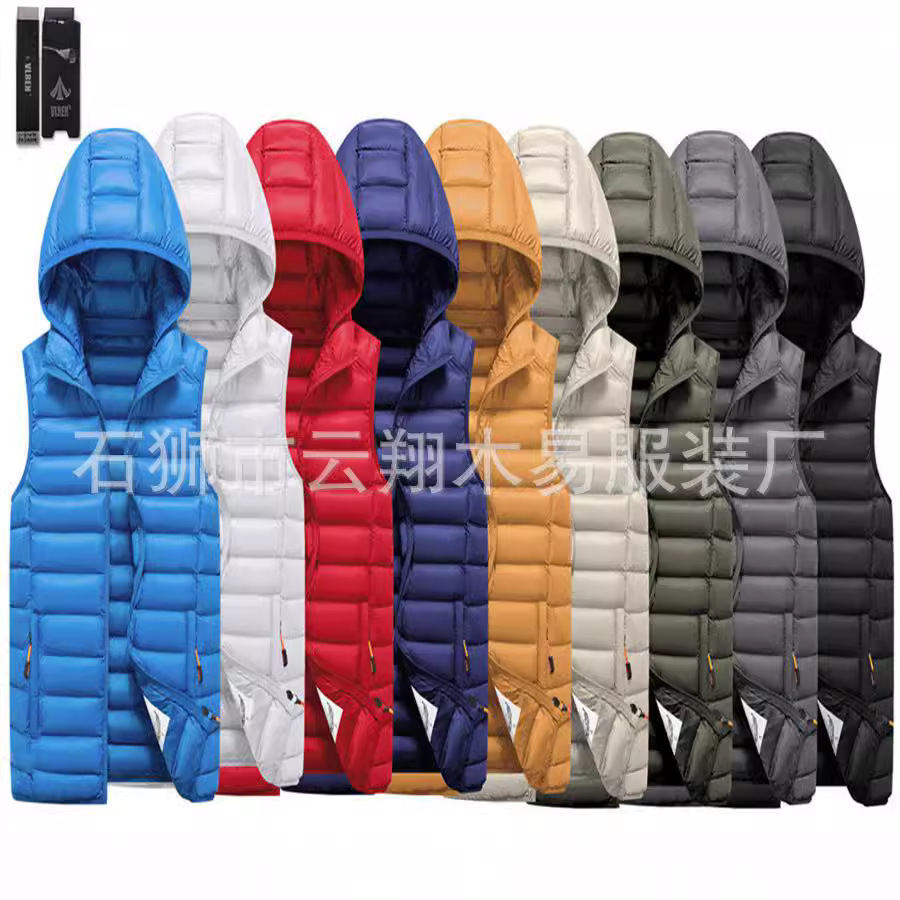 2023 Chaleco de algodón transfronterizo costillas engrosadas con capucha Chaleco de algodón raqueta de algodón europeo y americano Comercio exterior al por mayor