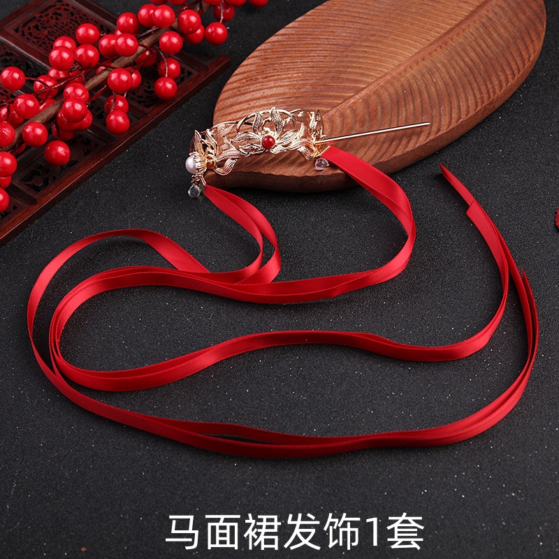 1 set of horse skirt hair accessories [hair crown + hairpin + ribbon]