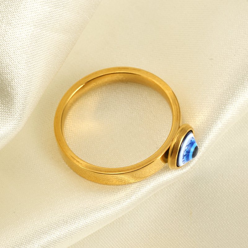 Fashion Eye Titanium Steel Enamel Plating Inlay Resin Rings Earrings Necklace