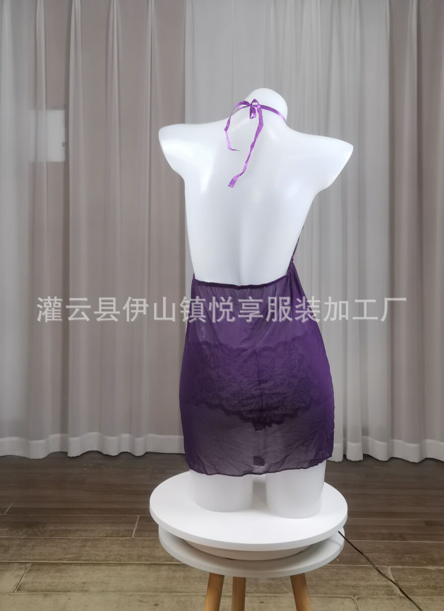 情趣内衣大码S-XXXL欧美外贸性感挂脖 蕾丝花边女士睡衣厂家批发