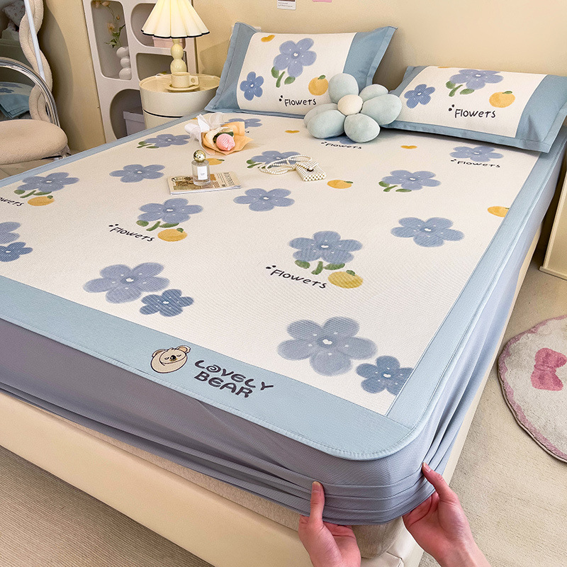 Cómoda estera de seda de hielo de verano, sábanas, estera, lavable a máquina, dormitorio de estudiantes, estera de paja de verano individual, cama doméstica, estera de ratán