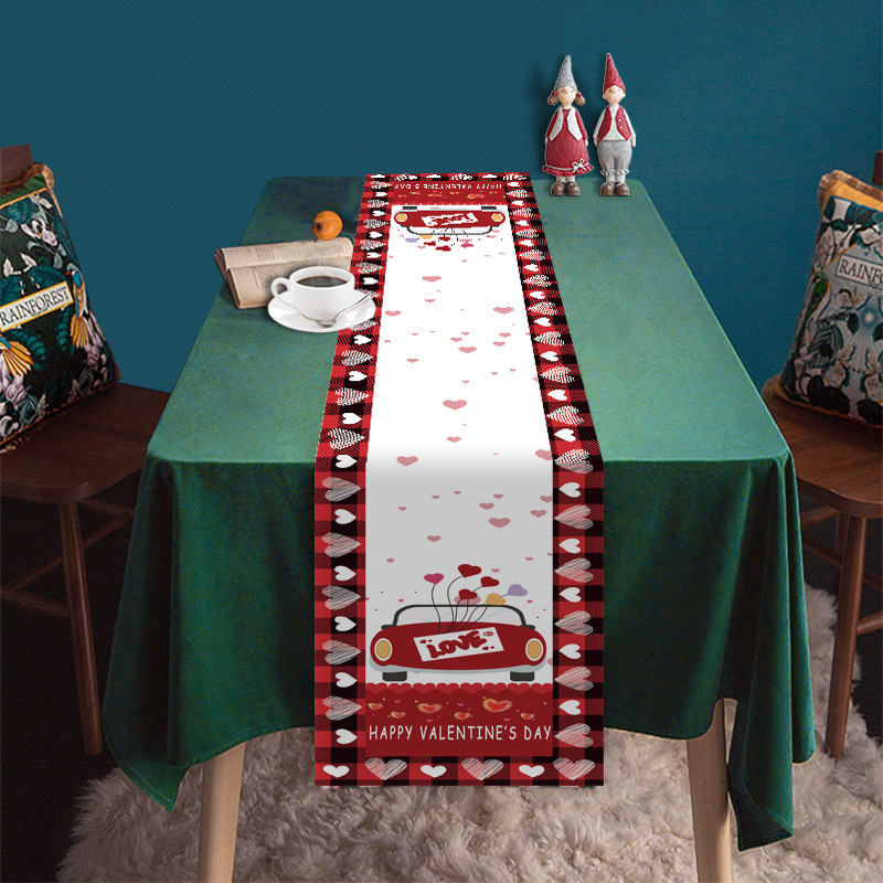 Transfronterizo nuevo día de San Valentín camino de mesa Lino impreso mantel hogar Decoración sofá fiesta Festival atmósfera Decoración