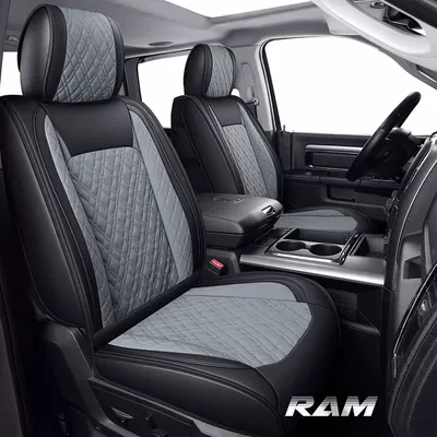 Round Leather Car Seat Cover – Seat cushion, seat cover - black-gray