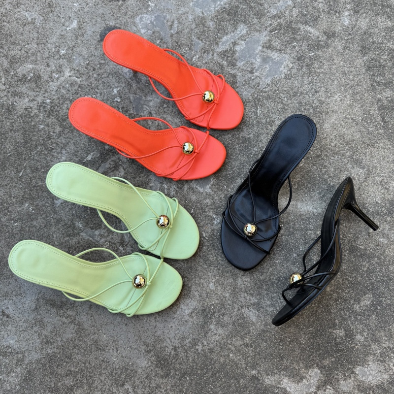 Foreign Trade Open-Toe Sandals, Vacation Style Thin Strap Ball Buckle Three-Color Summer Outer Wear High-Heeled Lady Sandals for Women Foreign Trade Open-Toe Sandals, Vacation Style Thin Strap Ball Buckle Three-Color Summer Outer Wear High-Heeled Lady Sandals for Women