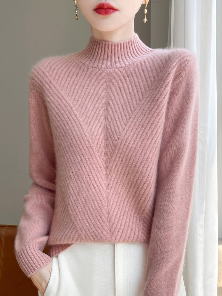 Демисезонный шерстяной цветной свитер, длинный рукав, oversize