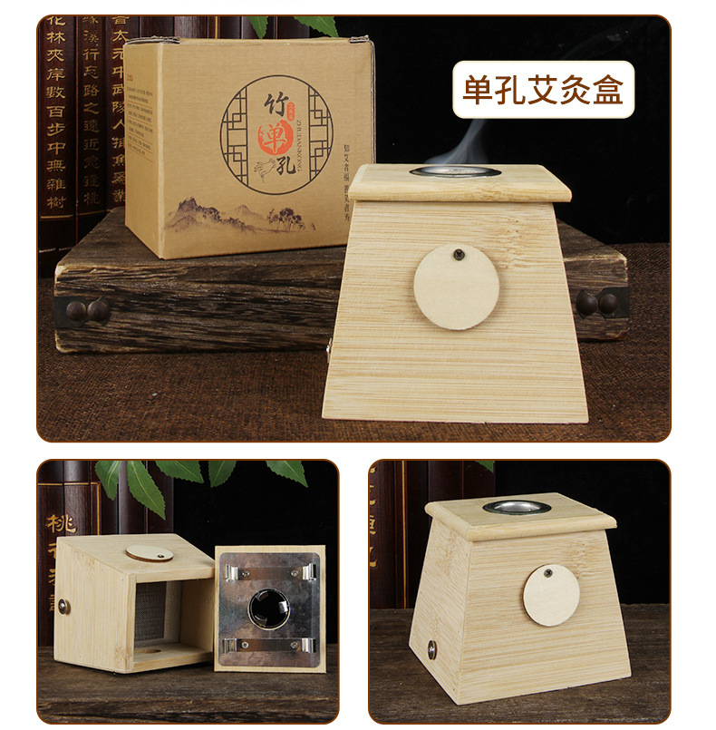 Bamboo Moxibustion Box 6 Hole Warming Moxa Device for Home Use in use