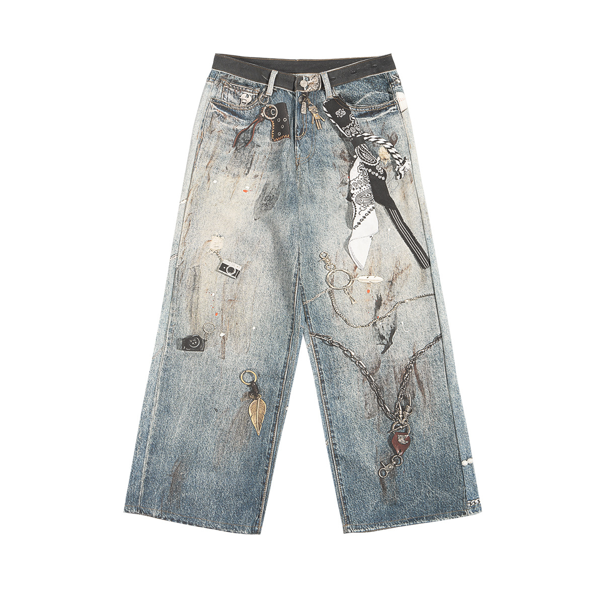 ETAI Hombre| Callejera americana pesada de algodón jeans de alta calidad marca de moda impresión 3D pantalones casuales para hombre