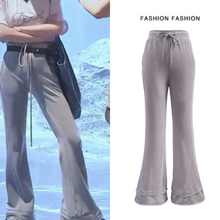 2024 new gray pants flared pants casual pants sports pants long pants