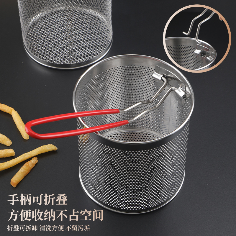 Cestas de freida al por mayor 304 cestas de acero inoxidable freidoras de galletas fritas comerciales