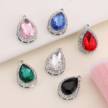 韩系ins水滴钻合金吊坠 派对时尚百搭耳环手链半成品饰品配件批发