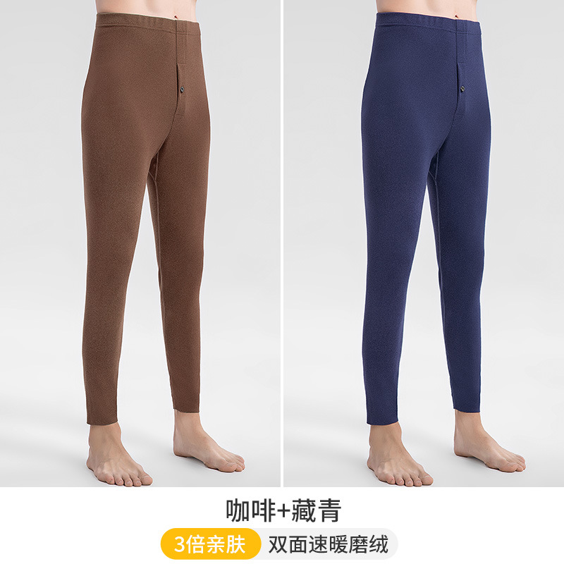 Pantalones calientes de otoño de cotton, pantalones cálidos para hombres, pantalones de algodón sin marcas de doble cara, pantalones de invierno nuevos
