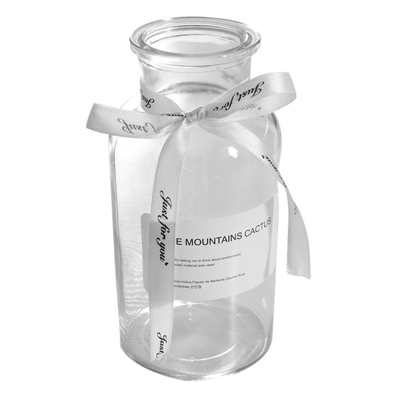 Nordic ins jarrón de cristal transparente boca redonda cristal pequeña botella marrón arreglo floral hidropónico planta verde decoración adornos
