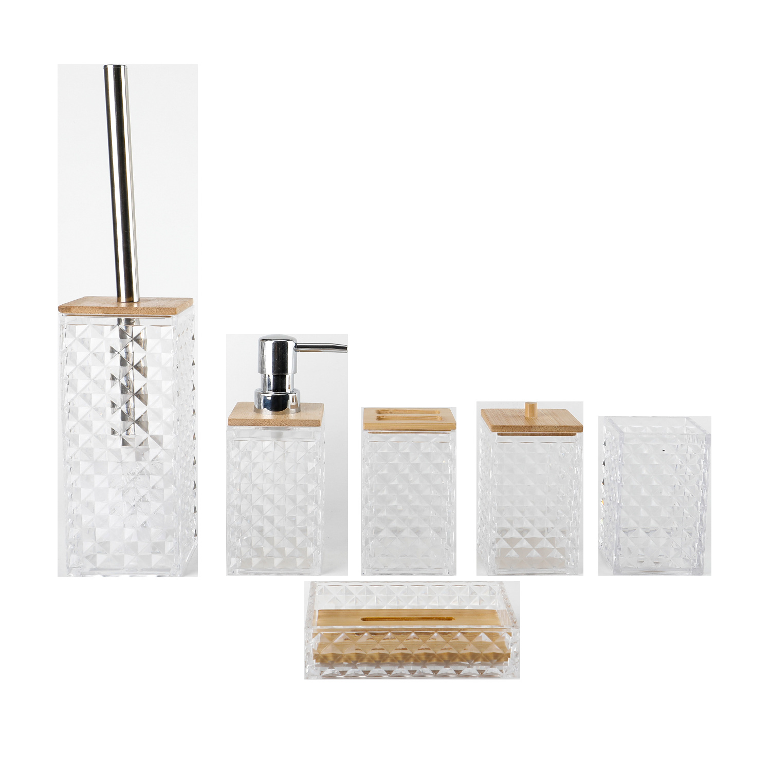 5002-6 Cubierta de bambú Set de seis piezas - Blanco