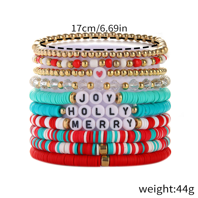 30g Weight Alloy Pendant Material Bracelets Classification soft clay Chain Material Beaded Chain Chain Type 1 Set Quantity Daily Occasion Alloy, soft clay Material Christmas Festival Christmas Tree, Santa Claus, Snowflake Pattern Women's Gender Simple Style Style Simple Style Christmas Tree Santa Claus Snowflake Alloy Soft Clay Beaded Chain Beaded Bracelets Wholesale 1