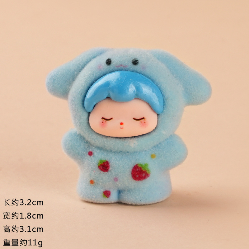 植毛加工された漫画風動物フィギュアDIY、ネット有名配信者向けブラインドボックス、ブラインドバッグアクセサリー、樹脂製卓上飾り、ミニフィギュア