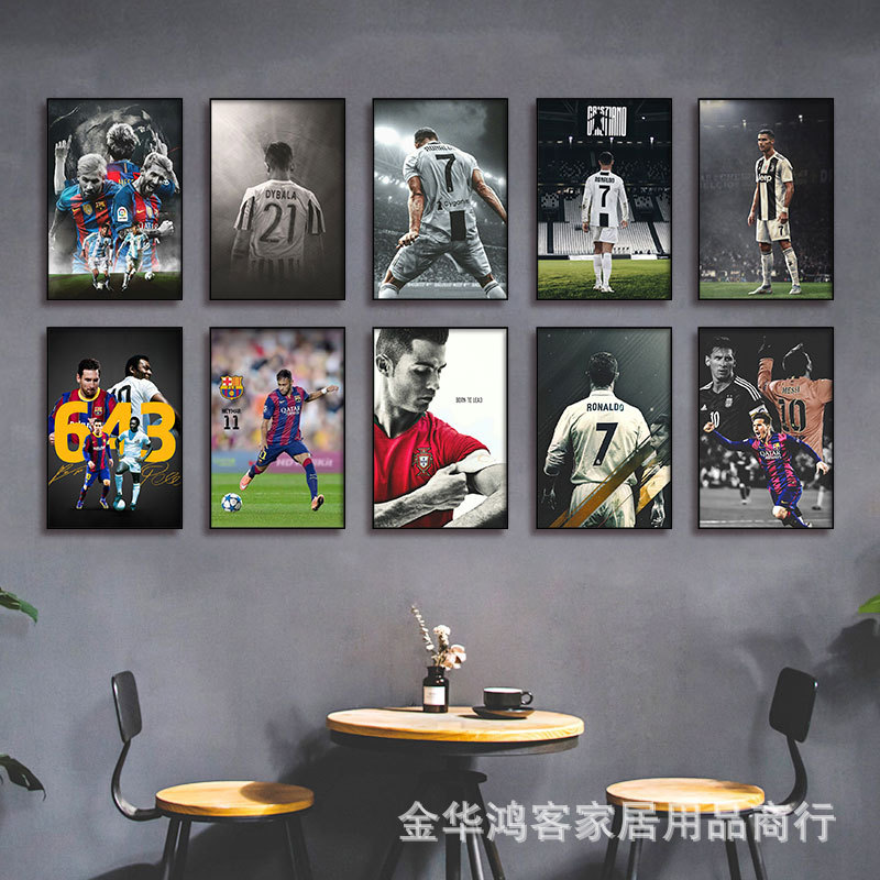 Deportes de fútbol estrella pintura decorativa Copa del Mundo bar pared de fondo mural C romesimemar dormitorio pintura colgante