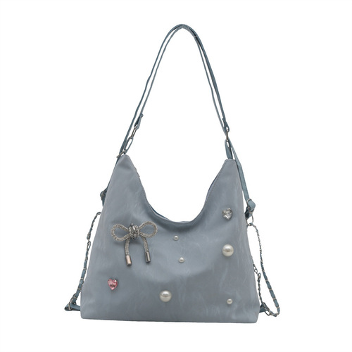 Design niche bow backpack single shoulder crossbody multi-purpose backpack high-end large-capacity chain tote bag