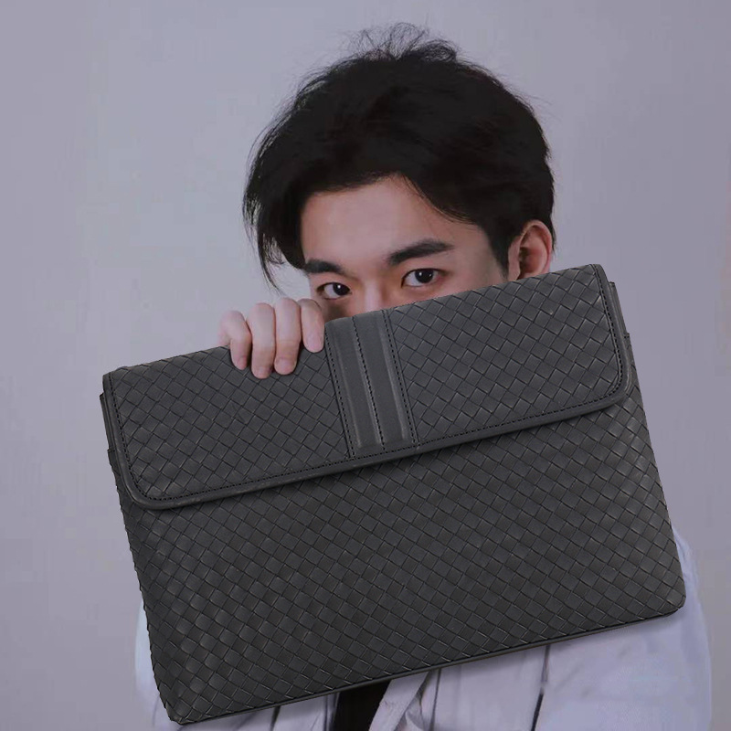 Prius Brand New Men's Clutch Bag Large Size Clamp Bag Woven Men's Bag iPad Bag Wax Leather Handbag