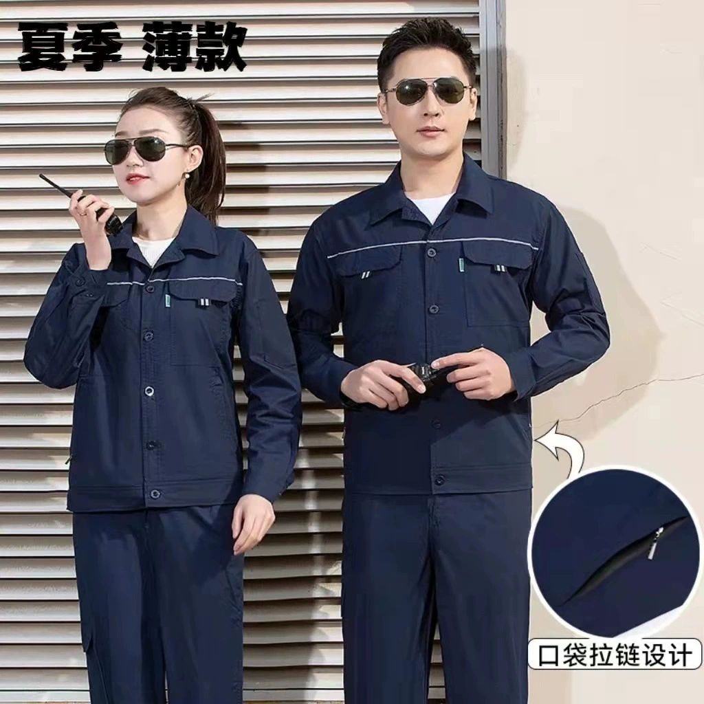 Летняя тонкая рабочая одежда, костюм для мужчин и женщин, заводская одежда для авторемонта, дышащая хлопковая одежда с длинными рукавами для ремонта машин, защитная одежда