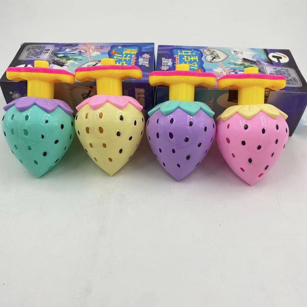Dibujos animados de fresa luminosa Gyro lanzamiento juguete puesto juguete venta al por mayor mercado nocturno cantina suministro regalo rotación