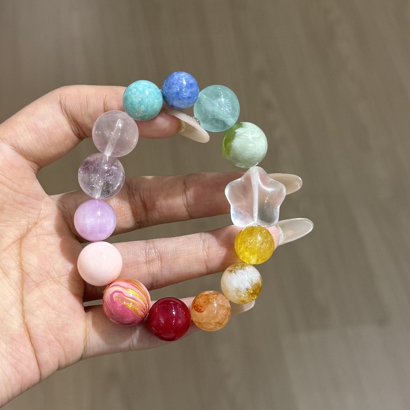 天然白水晶星星多宝金锂云母岫玉萤石紫水晶奶白晶紫锂辉彩虹多宝|undefined