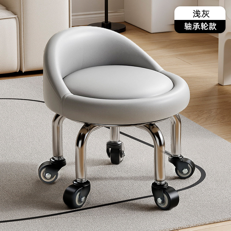 Rueda universal taburete pequeño polea doméstica taburete redondo pedicura banquete baños bajos banquetes para bebés banquetes de cambio de zapatos silenciosos multifuncionales