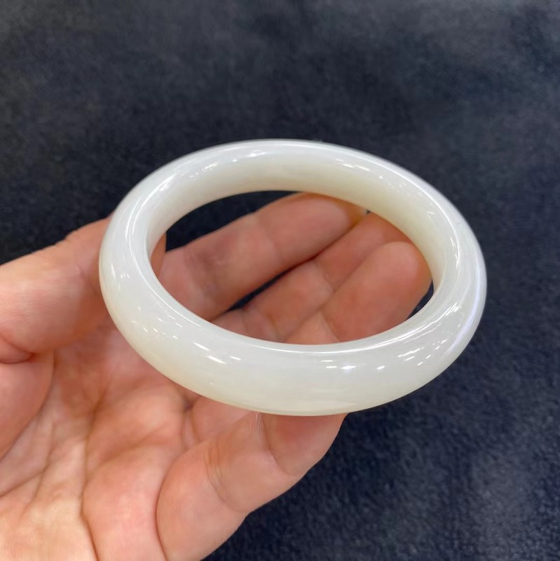 天然和田玉羊脂白玉手镯女款正圈高货玉镯母亲节礼物正品一物一证|undefined