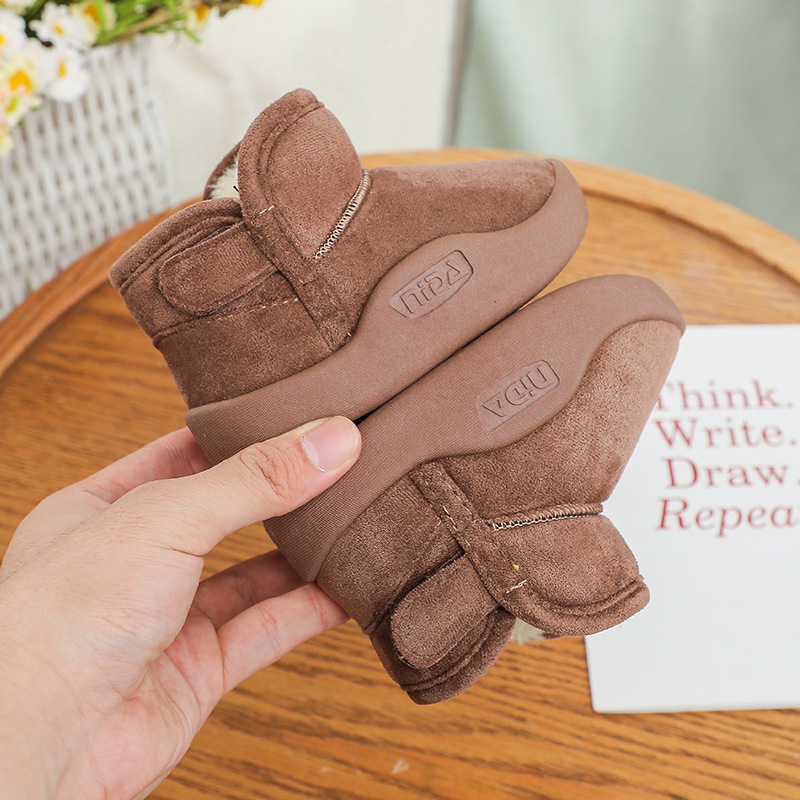 Scarpe invernali per bambini, con suola morbida e spessa, in cotone, con velcro, con parte superiore media, da passeggio_voghion.com