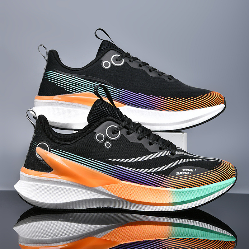 Zapatos de corrida transpirables de malla de fondo suave para adolescentes de tendencia de desgaste antideslizante para hombres y mujeres zapatos de deporte casuales de carbono