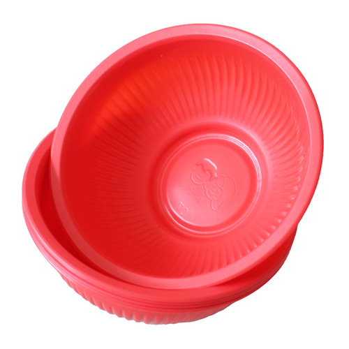 Double thickened red bowl festive wedding banquet picnic tableware porridge bowl round transparent plastic bowl PP plastic disposable small bowl