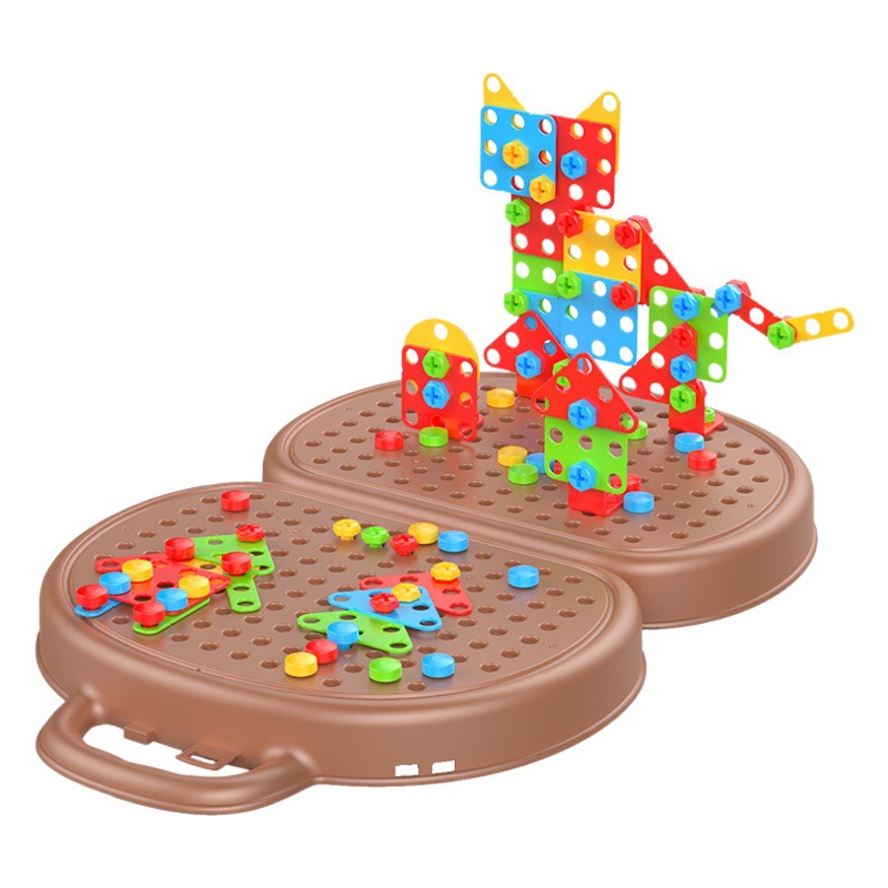 Children's Educational Screw Toy Simulation Electric Drill DIY Nut Variety Assembled Building Blocks Toolbox Toy Cross-border