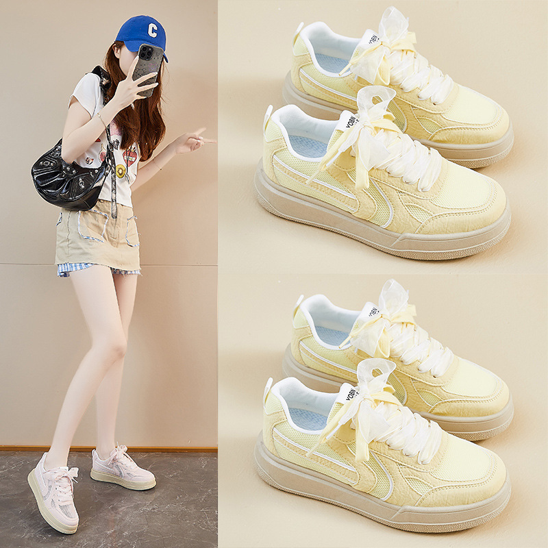 Casual Shoes Korean Style Women's New Breathable White Shoes Heightening 2025 Student Ins Mesh Bw5256 Sneakers Summer