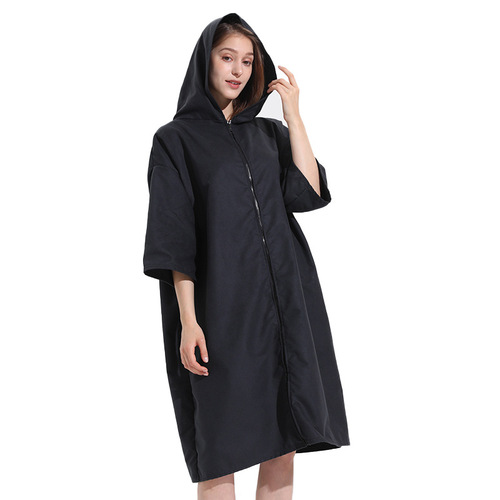 Wholesale surfing and diving zipper style quick-drying cape swimming changing cape absorbent bath towel beach bathrobe