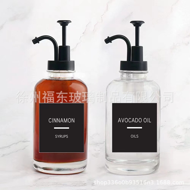 亚马逊跨境按压式分装瓶透明玻璃空瓶浴室卫生间沐浴露化妆品瓶子|undefined