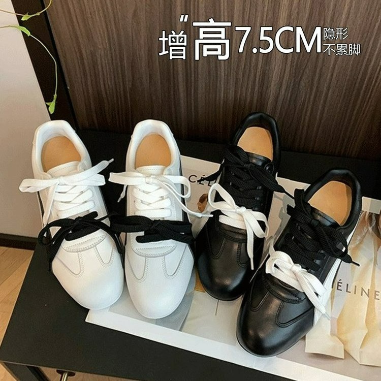 7.5增高~Rose朴彩英同款联名真皮厚底德训鞋女阿甘赛车户外运动鞋|undefined