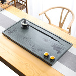 天然木纹石茶盘排水家用简约现代客厅石盘石头单盘整块石茶台拖盘