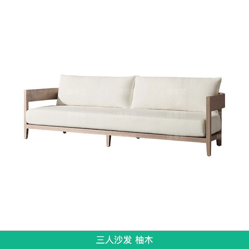 Conjunto de sofás de teca para exteriores, para patio, jardín, balcón, muebles impermeables y resistentes al sol, para hotel, villa, terraza, mesa de centro de madera maciza