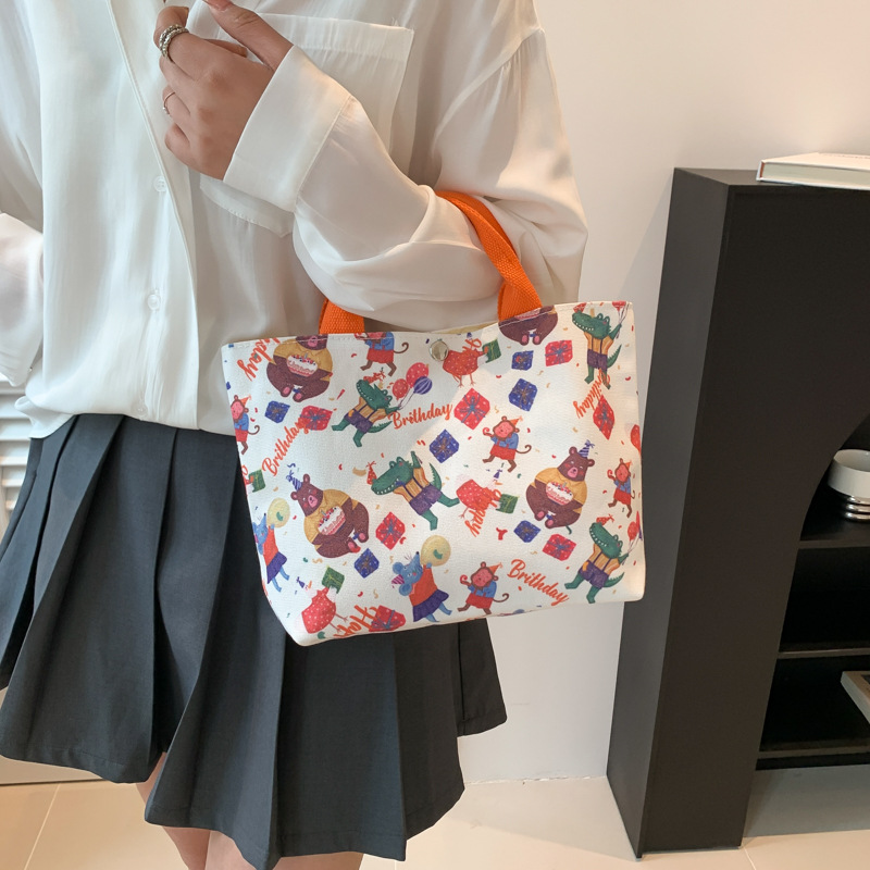 Cartoon demi-season fresh cute Japanese brand linen bag