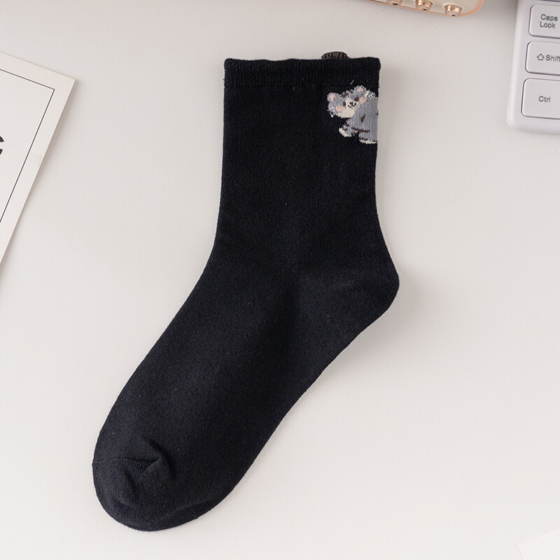 纯棉卡通蛋蛋猫搞怪袜子女中筒袜ins潮春秋棉袜可爱动物无骨长袜|undefined