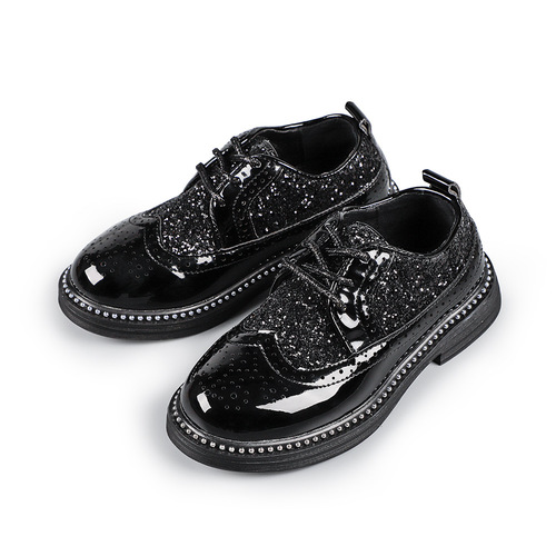 Children's glossy leather shoes, baby hosting performance, lace-up children's shoes, boys and girls fashionable PU single leather shoes, drop shipping