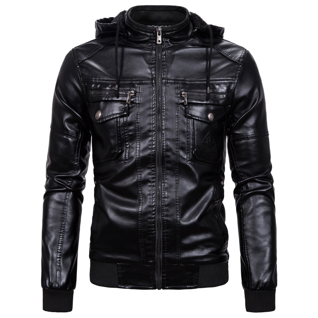 Men's Clothing 2024 men's leather jacket washed leather hooded leather jacket plus velvet warm leather jacket large size men's jacket_voghion.com