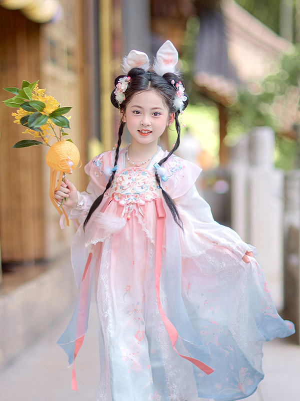 汉服女童小嫦娥国风春秋新款超仙中秋襦裙唐装儿童女孩古装连衣裙|undefined