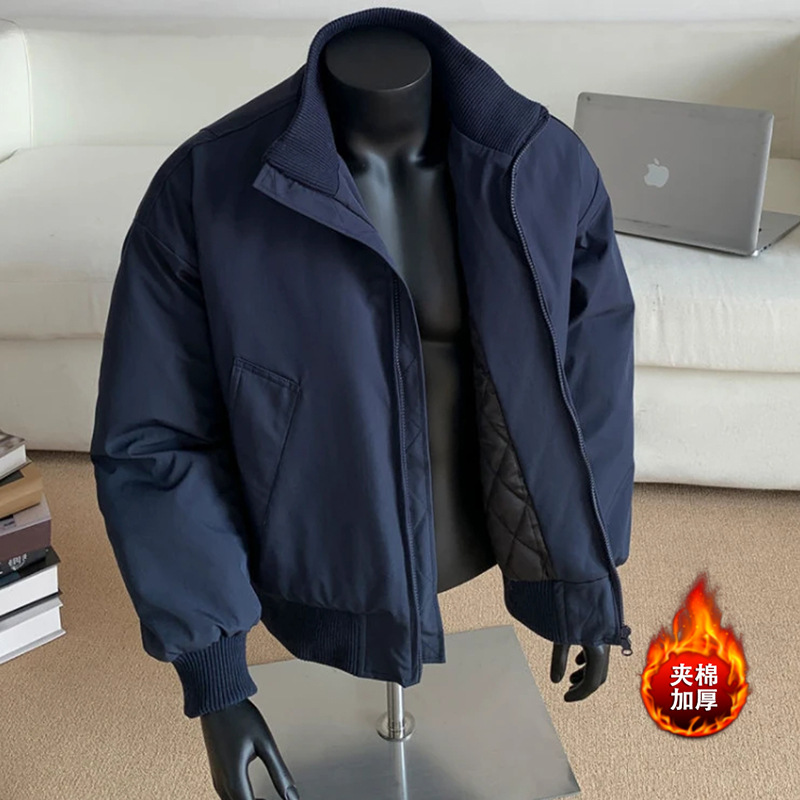 2025冬季新款男士加棉外套教练飞行工装夹克棉服短款立领棒球服潮