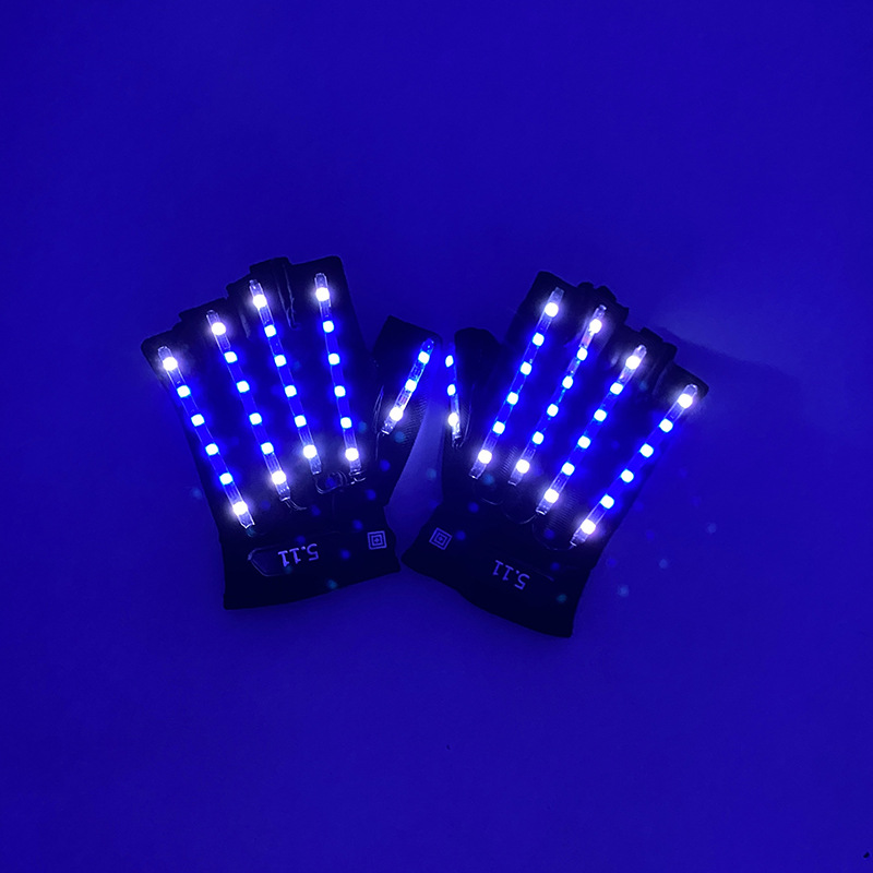 #547 5V多功能-led金刚狼手套（充电款）-七彩流水款