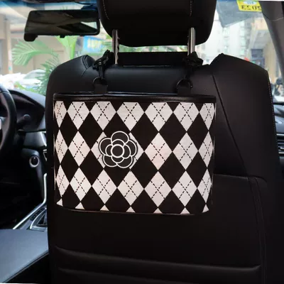 can car seat back-mounted: Car storage bag/box - camellia-diamond-chair-back-storage-bucket