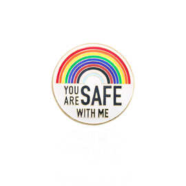 亚马逊热销彩虹同性胸针YOU ARE SAFE WITH ME创意卡通金属徽章