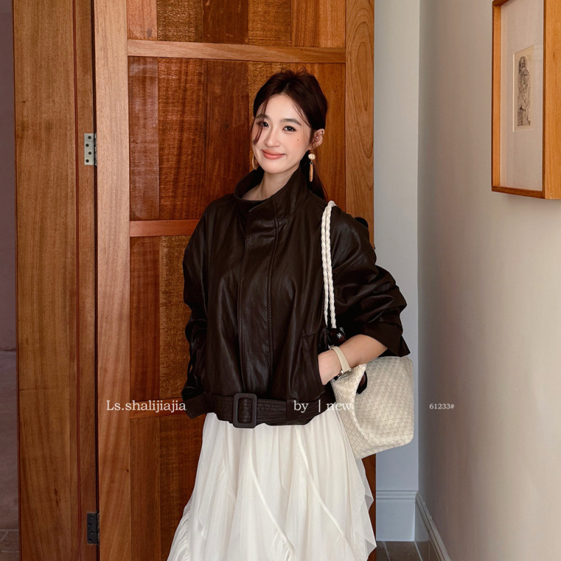 Ls Versatile Casual Pu Leather Jacket for Women Guangzhou Shisanxing 2026 Spring New Style Outerwear Women's Top 61233 Ls Versatile Casual Pu Leather Jacket for Women Guangzhou Shisanxing 2026 Spring New Style Outerwear Women's Top 61233