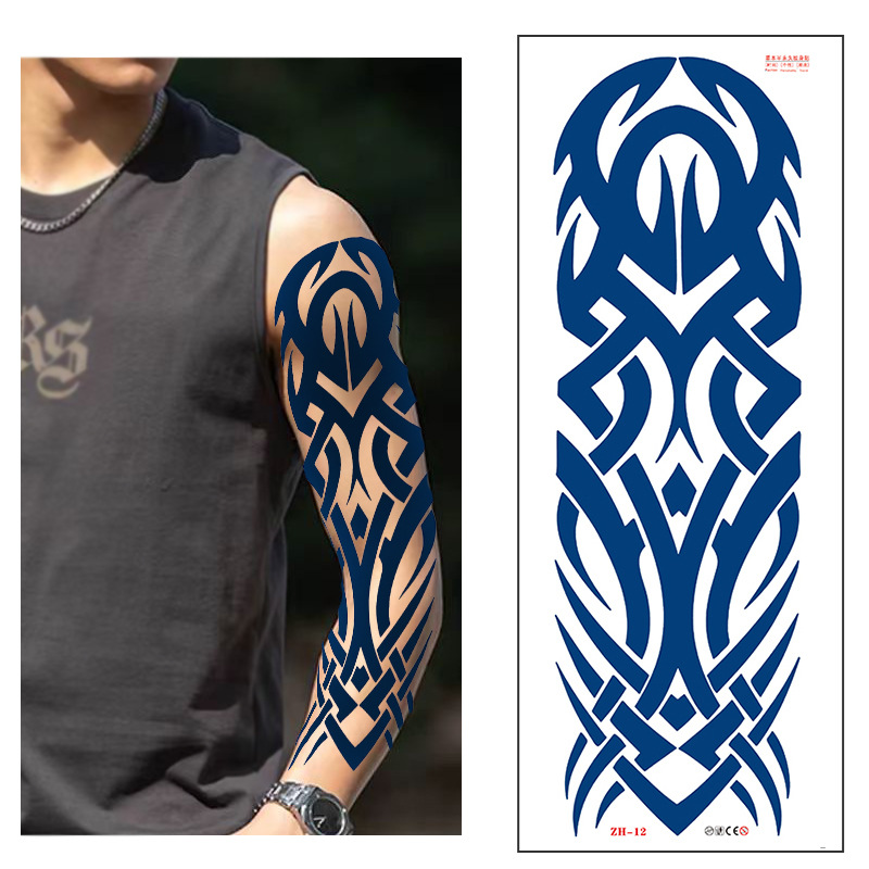 Calcomanías de tatuaje semipermanentes de brazo completo para hombres y mujeres brazo imagen grande jugo de planta no puede lavar las pegatinas de tótem de tatuaje