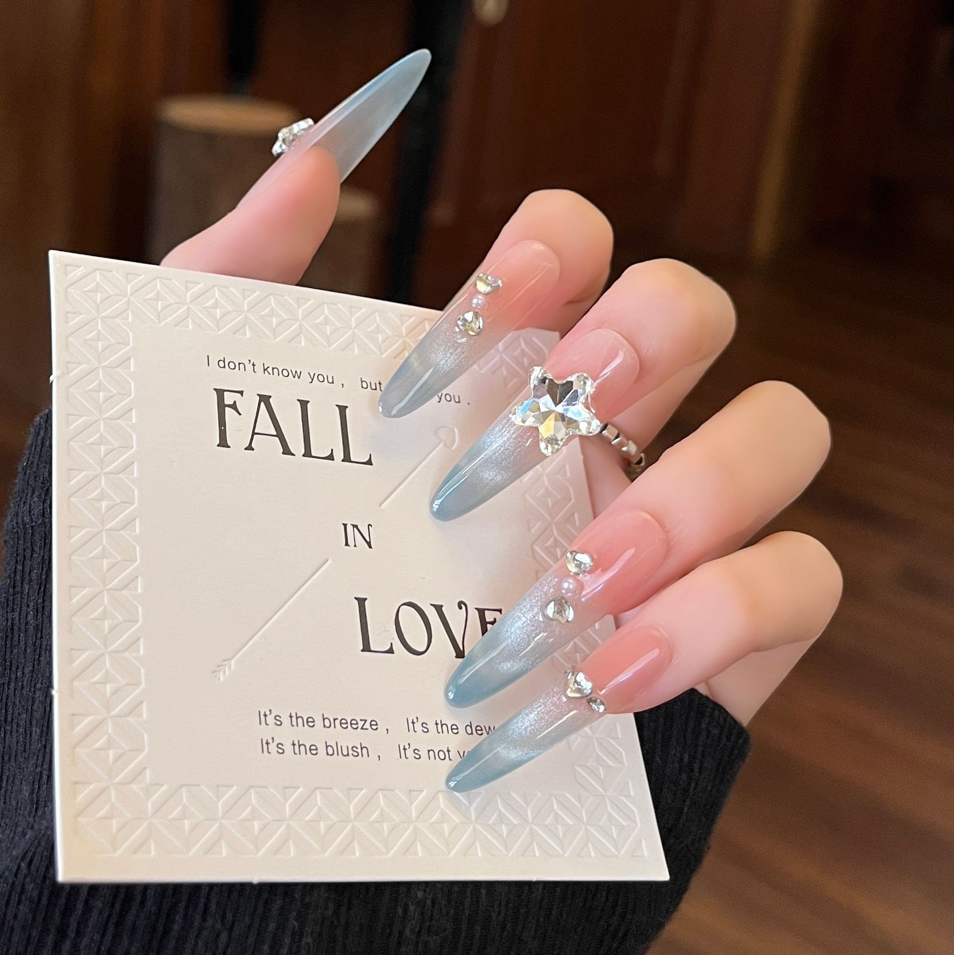 Manos de uso azul de uñas largo perro fino 4.0 ojo de gato manicure parche de uñas parche de uñas