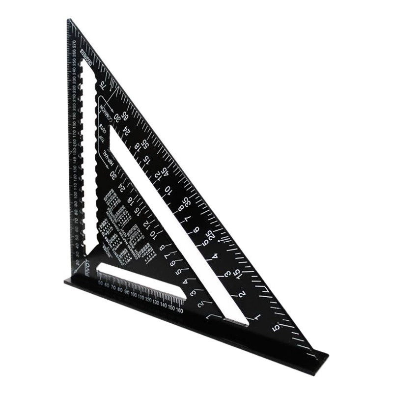 Британский 7-дюймовый 12-дюймовый многофункциональный утолщенный алюминиевый профиль, угловая линейка 45 градусов 30 см треугольная линейка из алюминиевого сплава Деревообработка